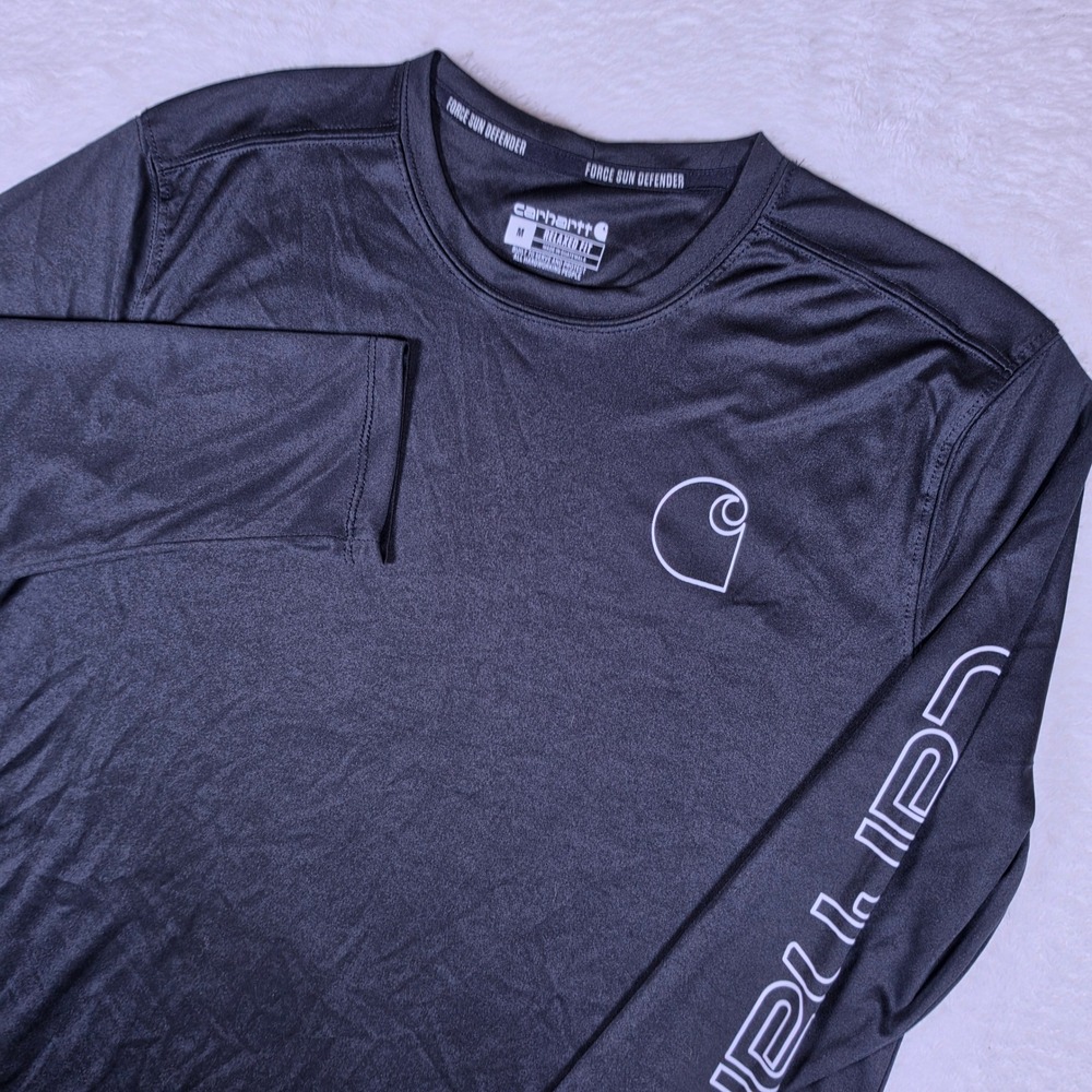 NEW Carhartt Force Sun Defender Mens M Black L/S Relaxed Fit Graphic TK6164-M